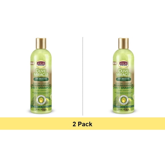 African Pride Olive Miracle Anti-Breakage Formula 2-in-1 Shampoo & Conditioner 12 fl. oz. Bottle - 2 Pack