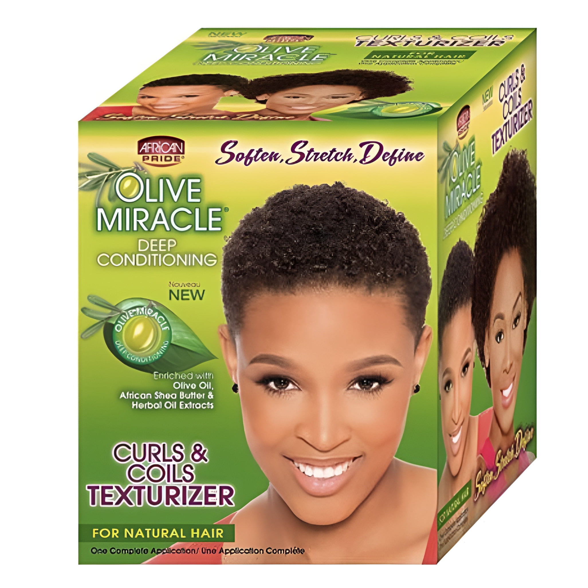 African Pride Olive Miracle Curls & Coils Texturizer Kit - Walmart.com