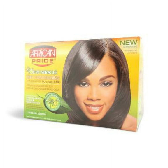 African Pride Olive Miracle Deep Conditioning Anti-Breakage No Lye Relaxer, Regular 1 ea (Pack of 2)