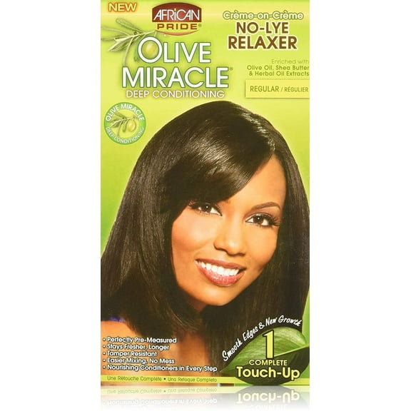 African Pride Olive Miracle Deep Conditioning No Lye Hair Relaxer, Regular Kit, 1 Ea