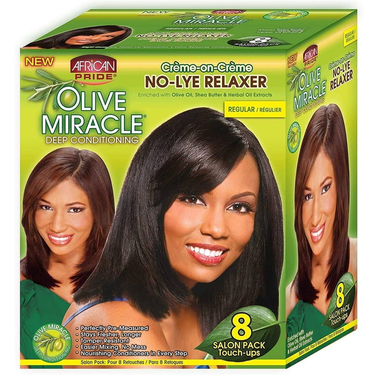 African Pride Olive Miracle Deep Conditioning Relaxer Kit, 8 Touch
