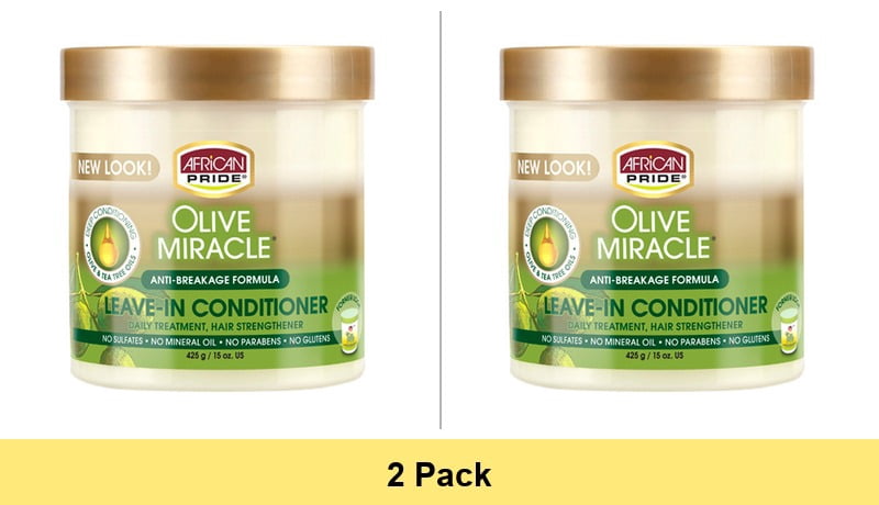 African Pride Olive Miracle Leave-in Conditioner 15 oz - 2 Pack Bundle
