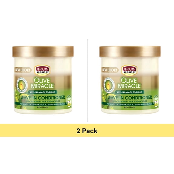 African Pride Olive Miracle Leave-in Conditioner 15 oz - 2 Pack Bundle