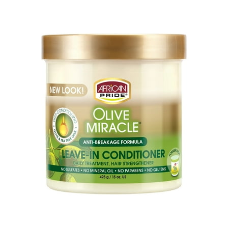 African Pride Olive Miracle Leave-in Conditioner 15 oz, Moisturizing, Damaged Hair, Unisex