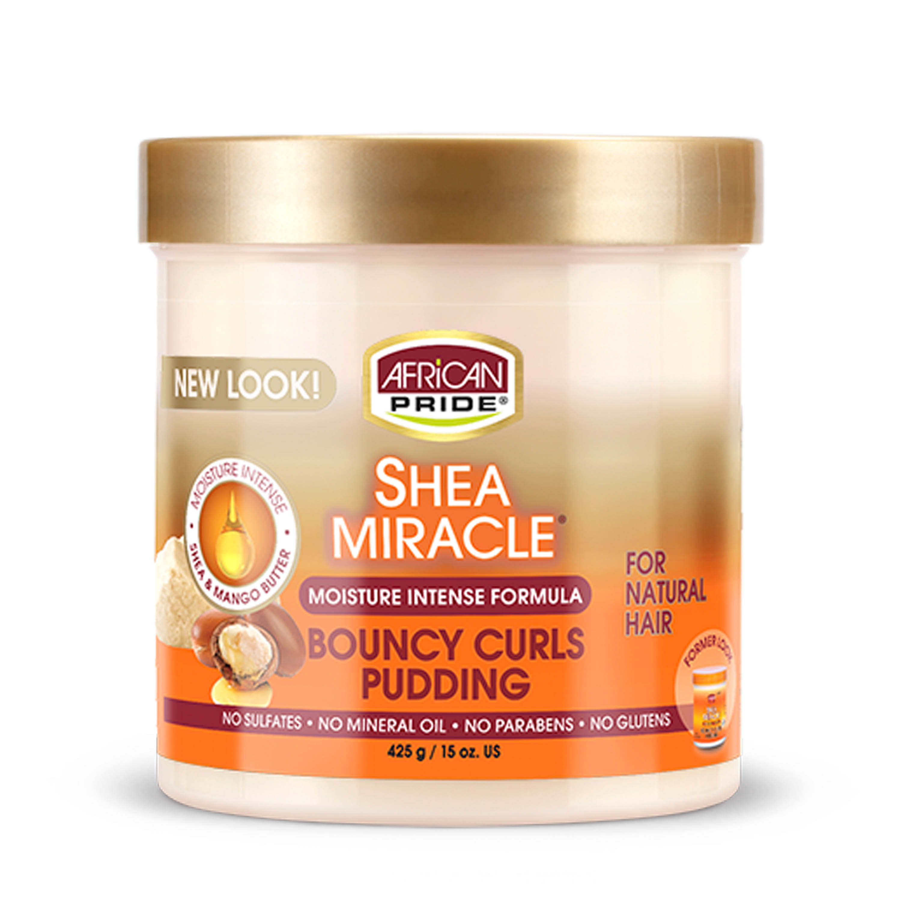 African Pride Shea Butter Miracle Bouncy Curls Pudding 15 oz. Jar, Curly Hair, Moisturizing - image 1 of 7