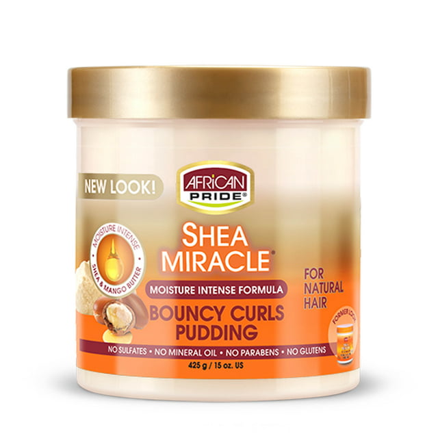African Pride Shea Butter Miracle Bouncy Curls Pudding 15 oz. Jar, Curly Hair, Moisturizing