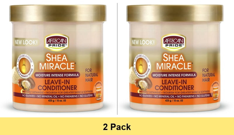 African Pride Shea Butter Miracle Leave-In Hair Conditioner, 15 Oz - 2 Pack
