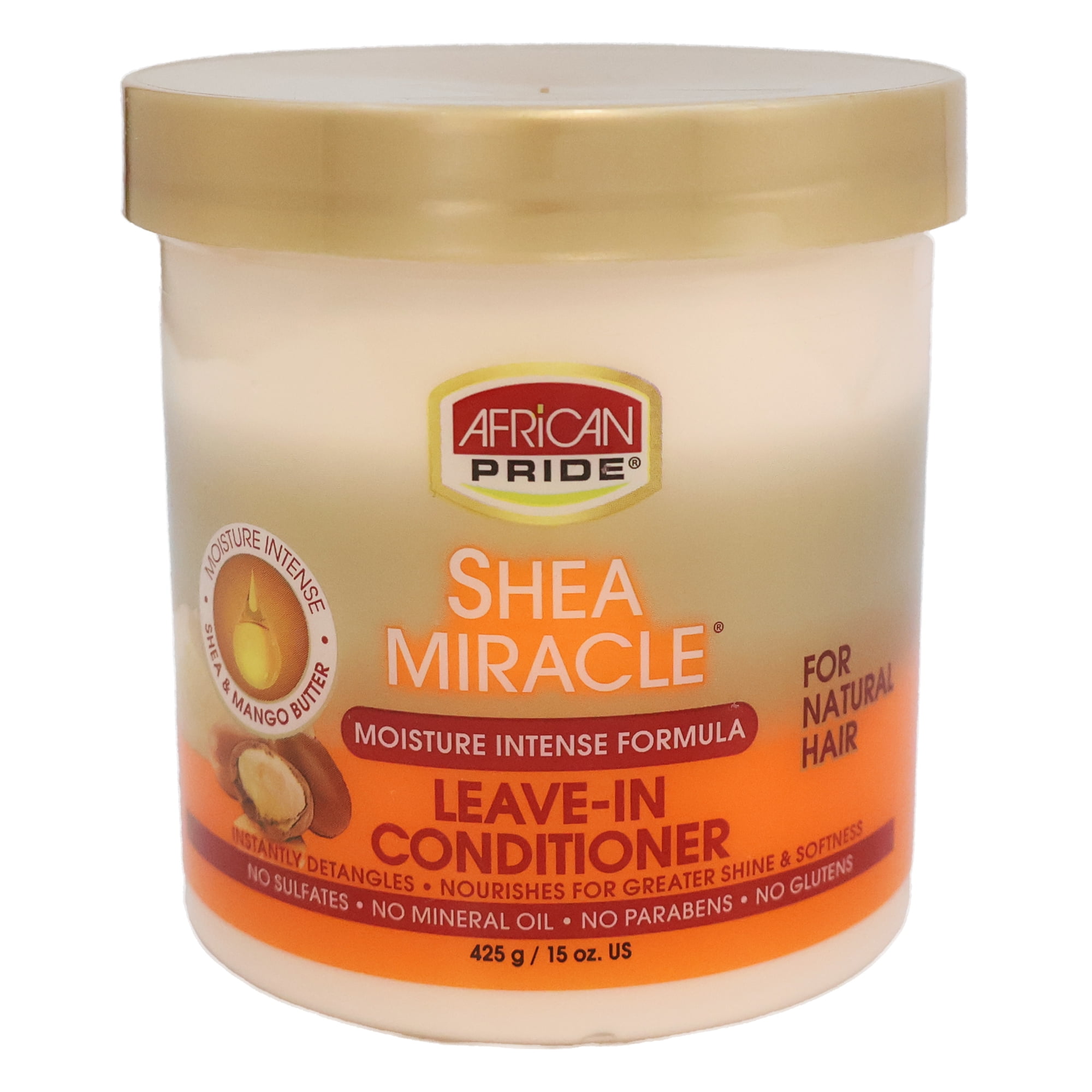 African Pride Shea Miracle Conditioner, Leave In, Moisture Intense, For Natural Hair, 15 Oz., Pack of 3