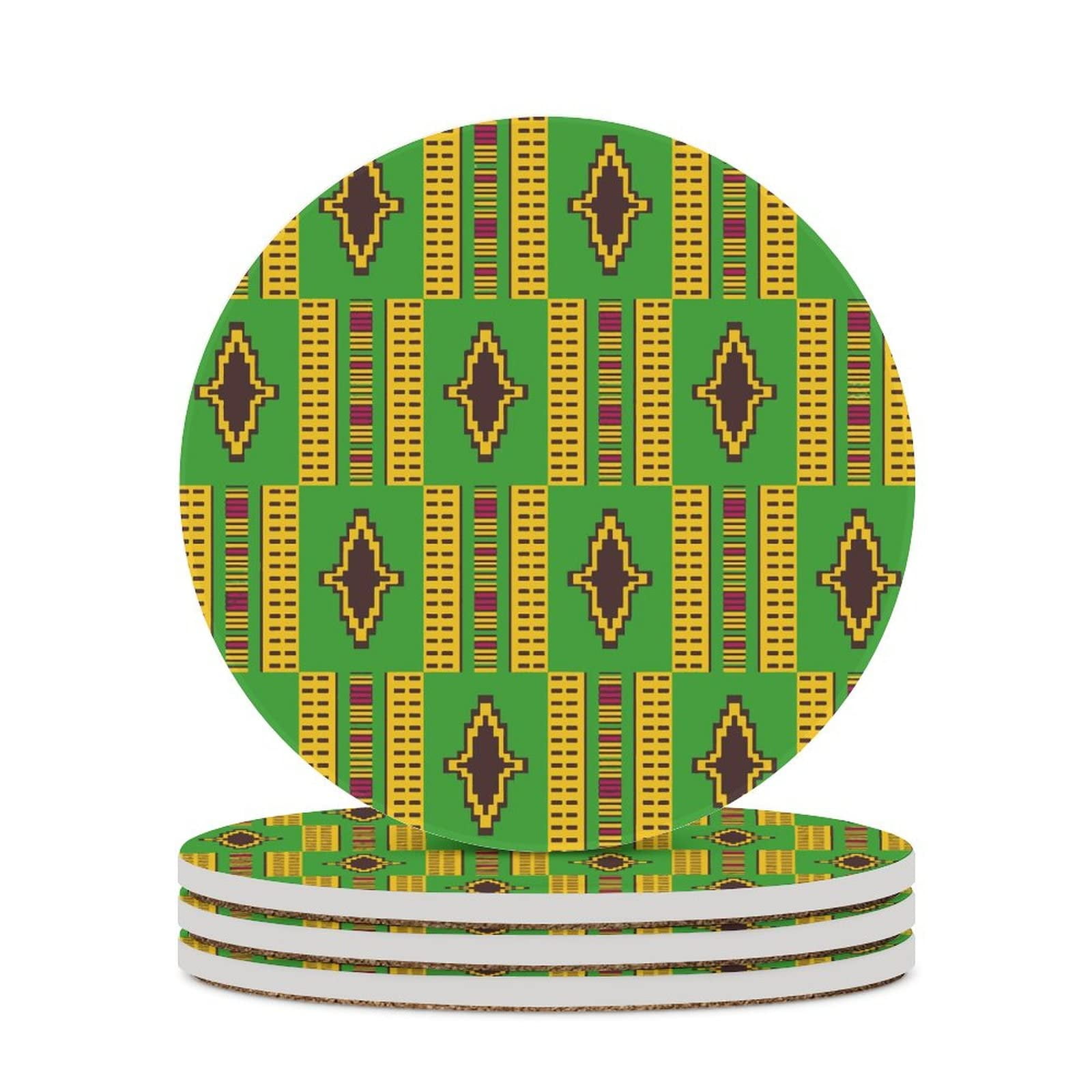 African Print Ankara Pattern Ceramic Coasters Round Drink Coasters