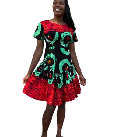 African Print Ankara Tri Colored Dress