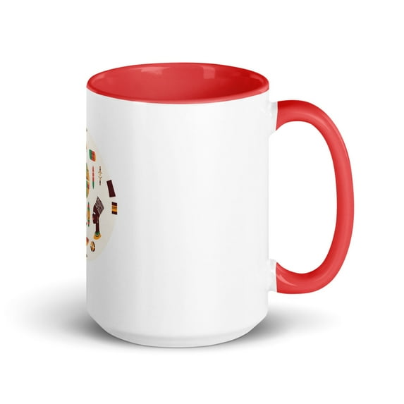 African Print Juneteenth Mug with Color Inside (Red, 15 oz)