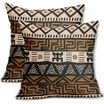 thumbnail image 1 of African Print Pillow Covers 20x20 Inch Set of 2, Brown Black Ethnic Style Boho Decorative Throw Pillow Cases Modern Cushion Covers Bohemian Decoration Gift Farmhouse Sofa Couch Bed Decor, 1 of 6