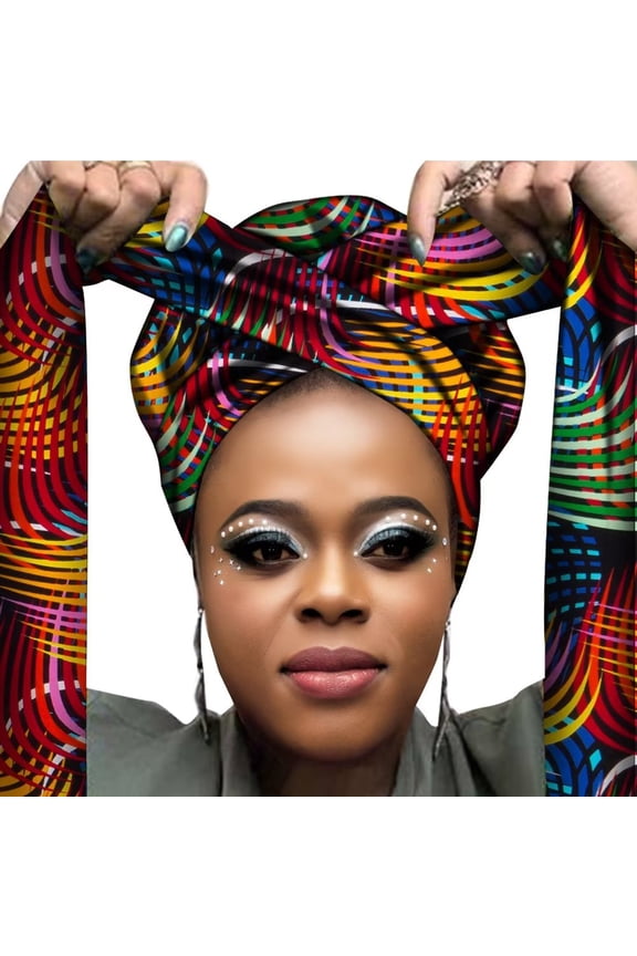 African Print Satin Bonnet With Long Ribbon Wrap Double Layer Head Wrap Ankara Pattern Women Hair Cover Large Size Hair Wrap Cap