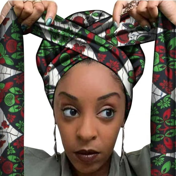 African Print Satin Bonnet With Long Ribbon Wrap Double Layer Head Wrap Ankara Pattern Women Hair Cover Large Size Hair Wrap Cap