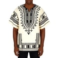 thumbnail image 1 of African Print Short Sleeve Crew Neck T Shirt Distinctive Geometric Patterns Casual Graphic Tee Beige L, 1 of 7