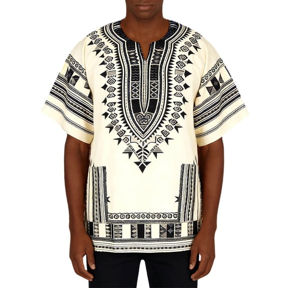 African Print Short Sleeve Crew Neck T Shirt Distinctive Geometric ...