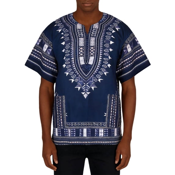 African Print Short Sleeve Crew Neck T Shirt Distinctive Geometric ...