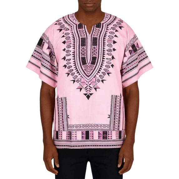 African Print Short Sleeve Crew Neck T Shirt Distinctive Geometric ...
