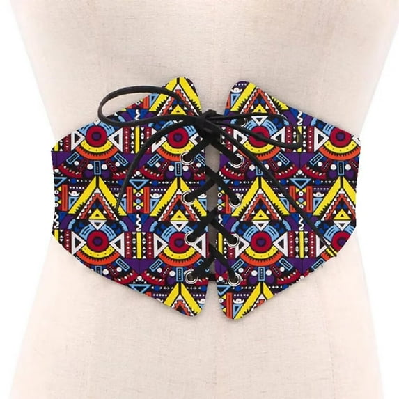 African Print Waist Corset Belt Button Skirts for Women Ladies Lace-Up Belts SP039