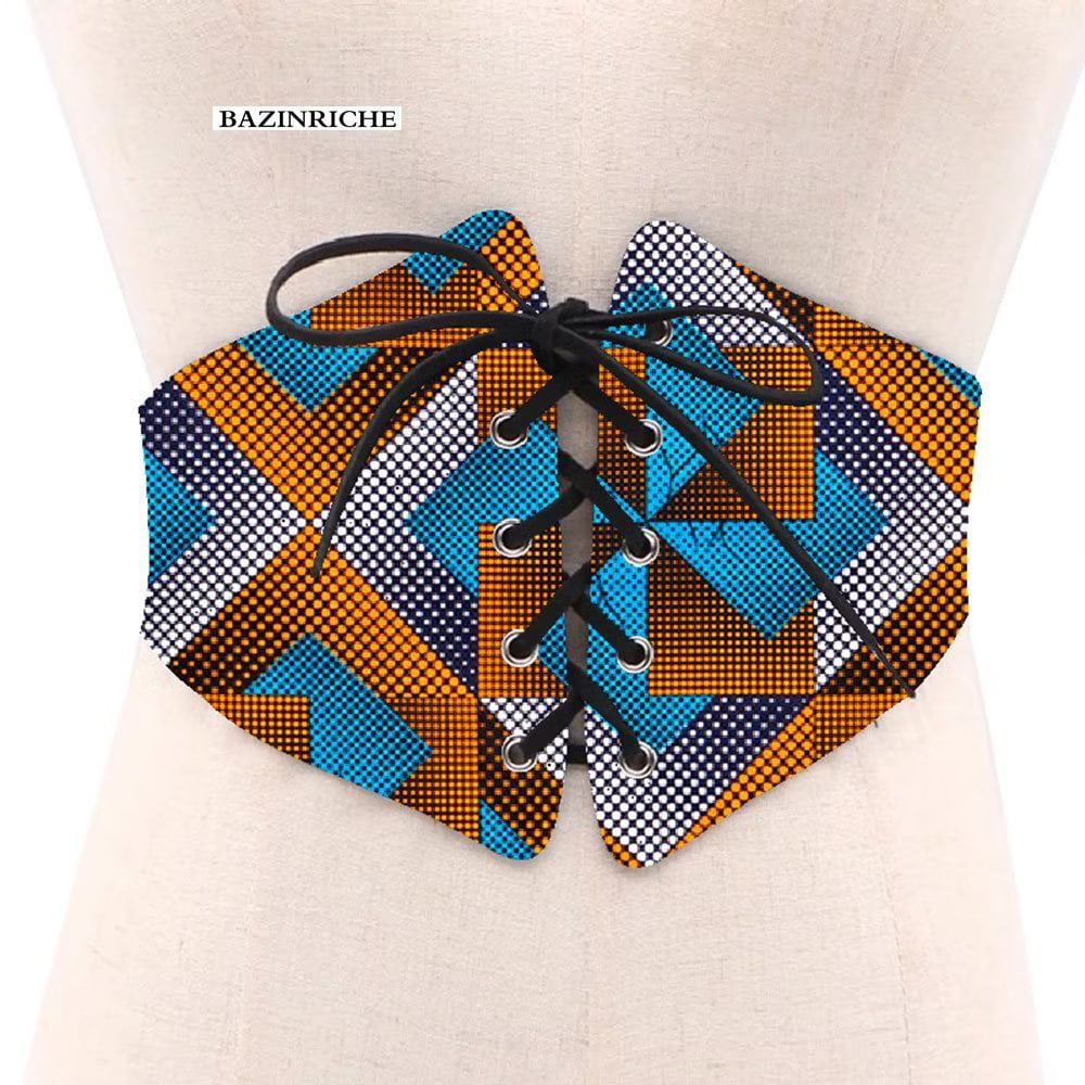 African print waist corset belt button for woman gift / African waist  jewerly - Corsets blue, for her, ankara