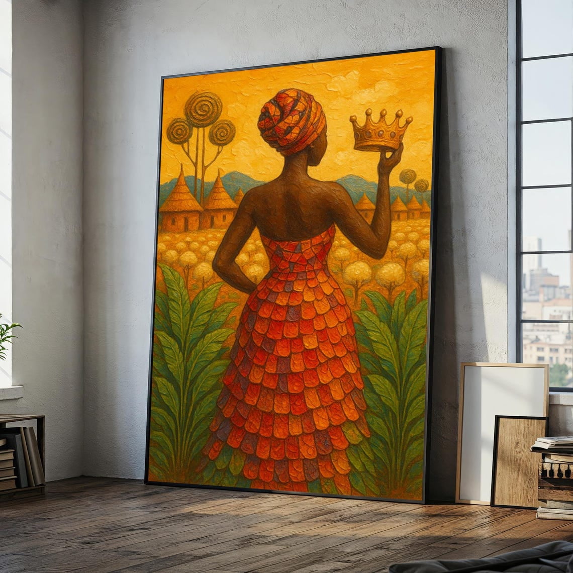 African Queen Canvas Painting, Vibrant Afrocentric Wall Art, Ready To ...