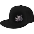 thumbnail image 1 of African Rhinoceros Flat Bill Hats Teens Cool Snapback Baseball Cap Unisex, 1 of 9
