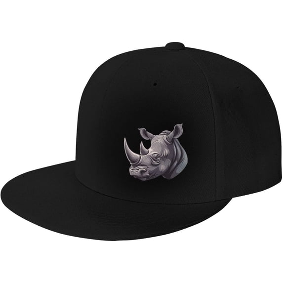 African Rhinoceros Flat Bill Hats Teens Cool Snapback Baseball Cap Unisex