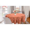 thumbnail image 1 of African Round Tablecloth, Abstract Boho Ikat Style Traditional Ethnic Stripes Circles Geometric Art, Circle Table Cloth Cover for Dining Room Kitchen Decor, 60", Coral and Apricot, by Ambesonne, 1 of 2