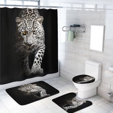Boho Cheetah Leopard Shower Curtain - Waterproof Polyester, 60x72 Inches, With Hooks