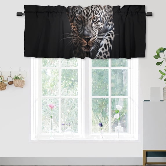 African Safari Leopard Thermal Insulated Window Curtain Valance Wildlife Animal Cheetah Privacy Decorative Rod Pocket Short Window Valance Curtains 54 by 18 in, 1 Panel