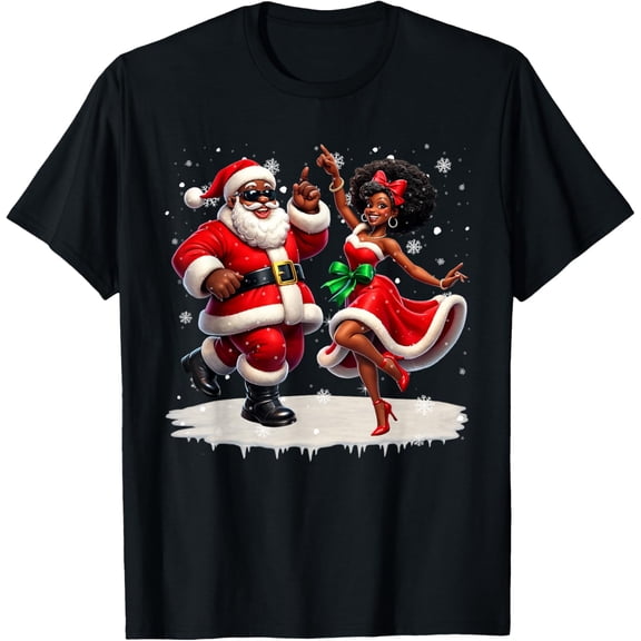 African Santa Mrs Claus Dancing African American Christmas T-Shirt