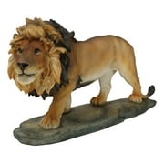 African Savanna Safari Wildlife Majestic Lion Prowling in Grasslands Figurine