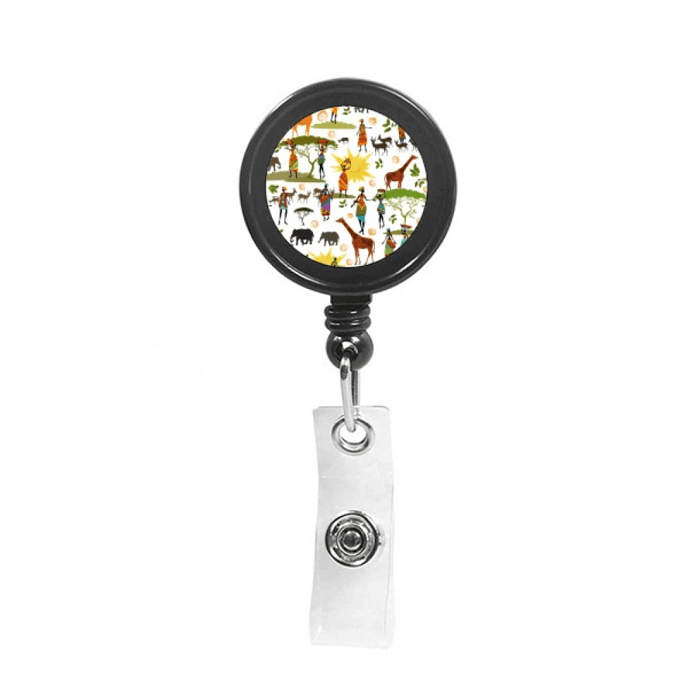 African Savanna Women Ladylife Animals Retractable Keychain Badge Holder ID Badge