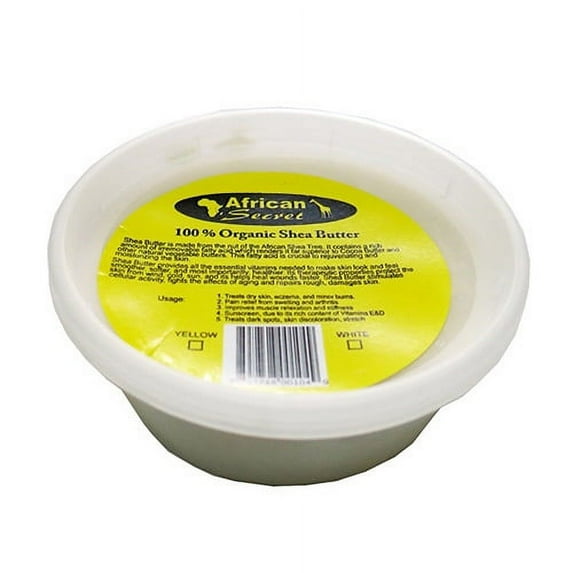 African Secret 100% Organic Shea Butter, Smooth, Yellow, 8 Ounces