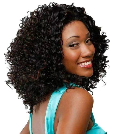 African Short Curly Synthetic Wig With Natural Side Parting For Everyday Style