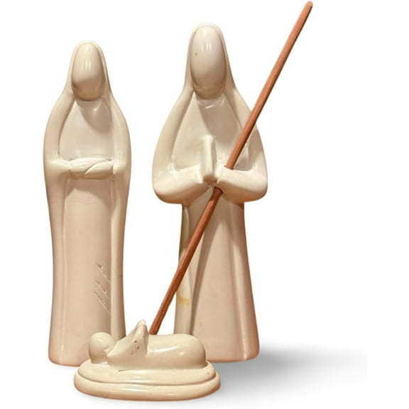 African Soapstone Nativity Set Hand-carved Kisii stone Figurine Holy family Nativity Scene Sculpture for Home Decorative Christmas Table top Indoor Decor Gifts (4pcs Holy Family)