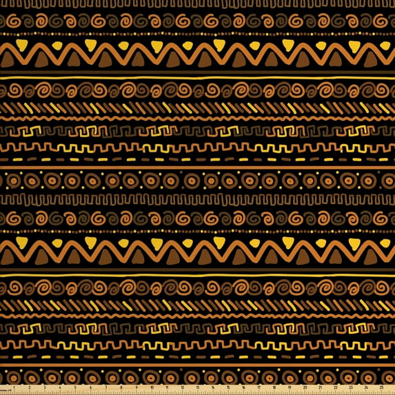 Ambesonne African Fabric by the Yard Upholstery, Timeless Doodle Art, 5 Yards, Multicolor