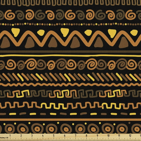 Ambesonne African Fabric by the Yard Upholstery, Timeless Doodle Art, 1 Yard, Multicolor