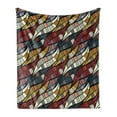 thumbnail image 1 of African Soft Flannel Fleece Blanket, Diagonal Abstract Leaves with Circles Chevrons Lines Traditional Cultural Heritage, Cozy Plush for Indoor and Outdoor Use, 50" x 70", Multicolor, by Ambesonne, 1 of 5