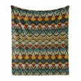 thumbnail image 1 of African Soft Flannel Fleece Throw Blanket, Chevron Zigzags and Half Circles Folkloric Elements Sharp Canonical Motifs, Cozy Plush for Indoor and Outdoor Use, 50" x 70", Multicolor, by Ambesonne, 1 of 6