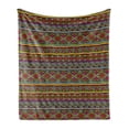 thumbnail image 1 of African Soft Flannel Fleece Throw Blanket, Colorful Diamond Motifs with Angled Lines Lively Palette Geometric Borders, Cozy Plush for Indoor and Outdoor Use, 70" x 90", Multicolor, by Ambesonne, 1 of 5