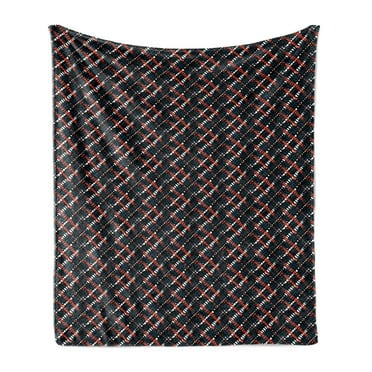 African Soft Flannel Fleece Throw Blanket, Grunge Pattern Plaid Style with Bohemian Influences Native and Hipster, Cozy Plush for Indoor and Outdoor Use, 50" x 70", Multicolor, by Ambesonne