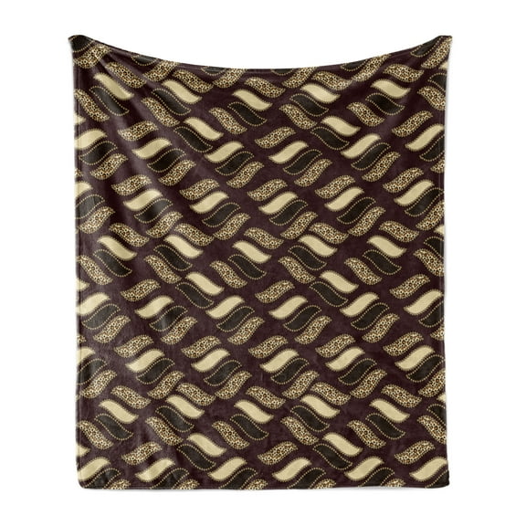 African Soft Flannel Fleece Throw Blanket, Indigenous Abstract Shapes Cheetah Motif Jungle Animal Skin Motif, Cozy Plush for Indoor and Outdoor Use, 70" x 90", Dark Maroon Beige Brown, by Ambesonne