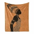 thumbnail image 1 of African Soft Flannel Fleece Throw Blanket, Indigenous People of Theme Local Woman in Traditional Turban and Dress, Cozy Plush for Indoor and Outdoor Use, 50" x 60", Multicolor, by Ambesonne, 1 of 6