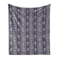 thumbnail image 1 of African Soft Flannel Fleece Throw Blanket, Inspirations Meet with Country Art Design Vertical Borders, Cozy Plush for Indoor and Outdoor Use, 50" x 60", Cadet Blue White, by Ambesonne, 1 of 5