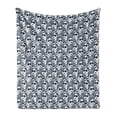 thumbnail image 1 of African Soft Flannel Fleece Throw Blanket, Monochrome Abstract Pattern with Clothed Girl, Cozy Plush for Indoor and Outdoor Use, 60" x 80", Dark Slate Blue White, by Ambesonne, 1 of 6