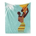 thumbnail image 1 of African Soft Flannel Fleece Throw Blanket, Mother with Her Baby in Clothes Retro Style Fashion Image, Cozy Plush for Indoor and Outdoor Use, 50" x 70", Turquoise Marigold, by Ambesonne, 1 of 5