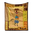 thumbnail image 1 of African Soft Flannel Fleece Throw Blanket, Ornate Nature Inspired Motifs Swirls Camels Lady with Jug Print, Cozy Plush for Indoor and Outdoor Use, 60" x 80", Multicolor, by Ambesonne, 1 of 5