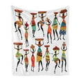 thumbnail image 1 of African Soft Flannel Fleece Throw Blanket, Pattern Cool Women Carrying Some Ornaments on Their Heads Artprint, Cozy Plush for Indoor and Outdoor Use, 50" x 60", Multicolor, by Ambesonne, 1 of 5