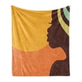 thumbnail image 1 of African Soft Flannel Fleece Throw Blanket, Teenage Girl Face Profile Abstract Sunset Calm Evening, Cozy Plush for Indoor and Outdoor Use, 60" x 80", Orange Salmon Dark Brown, by Ambesonne, 1 of 5